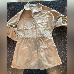 Billy Reid Tan Utility Jacket Shacket LS Drawstring Waist Made in USA Women's